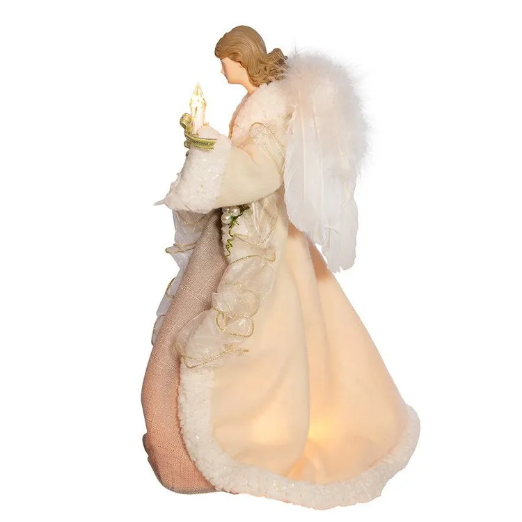 16" 10-Light Ivory and Gray Angel Tree Topper