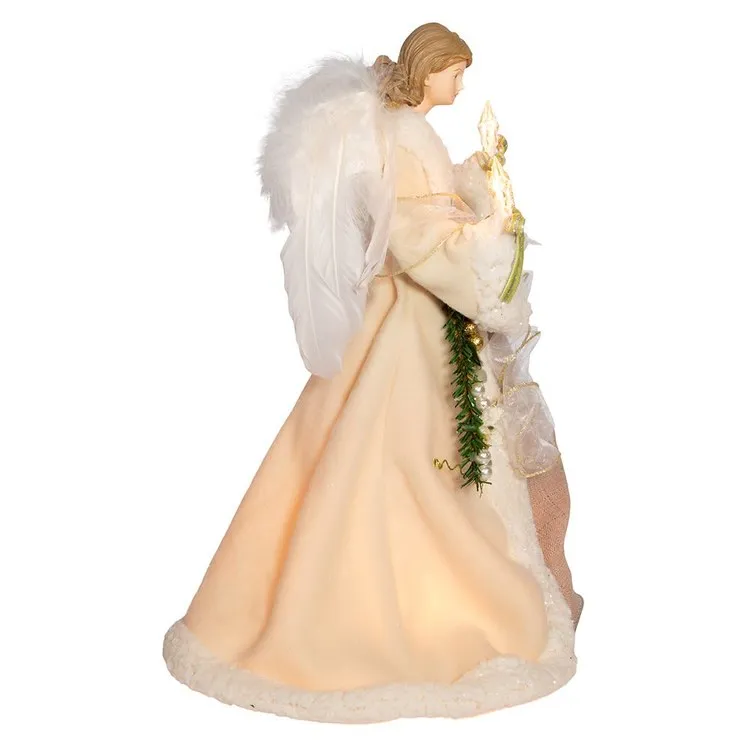 16" 10-Light Ivory and Gray Angel Tree Topper