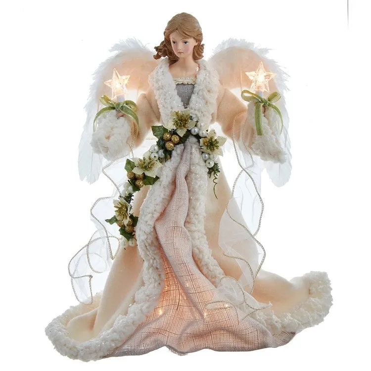 16" 10-Light Ivory and Gray Angel Tree Topper