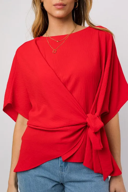 3/4 Sleeve Side Tie Top