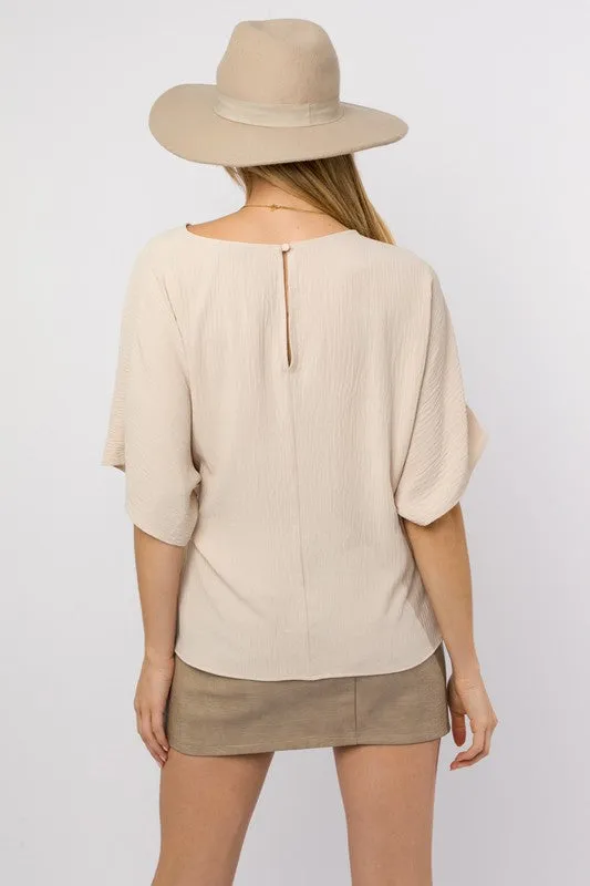 3/4 Sleeve Side Tie Top