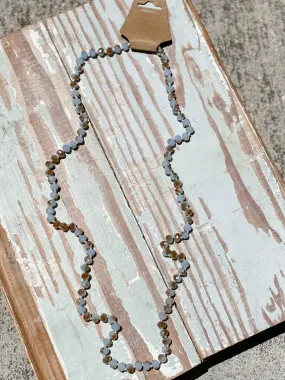 36" Bead Necklace || Opaque Gray   Brown