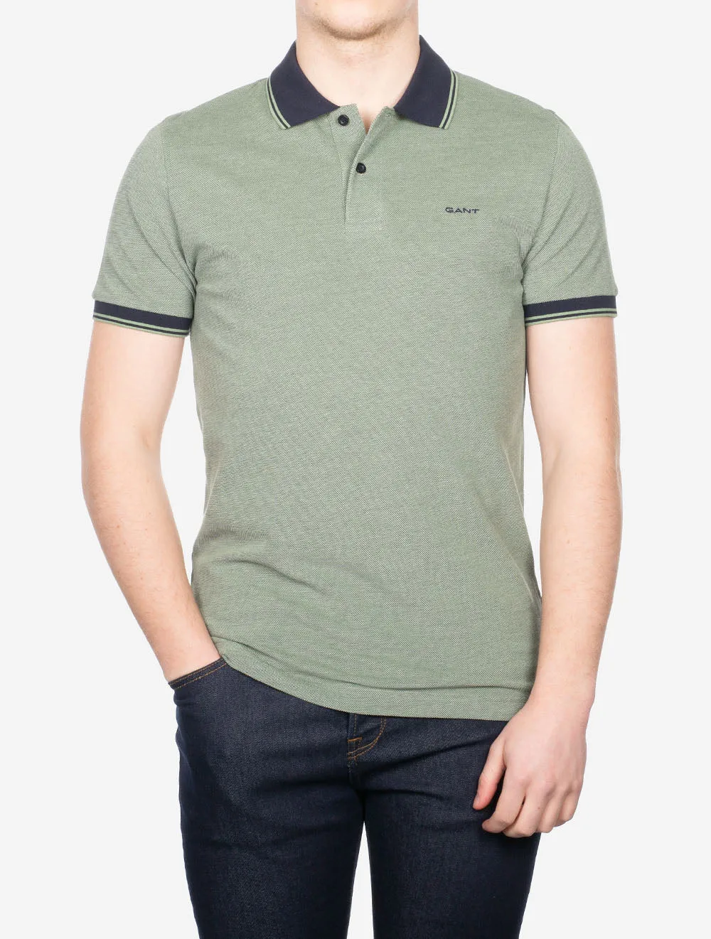 4 Colour Oxford Short Sleeve Pique Polo Pine Green