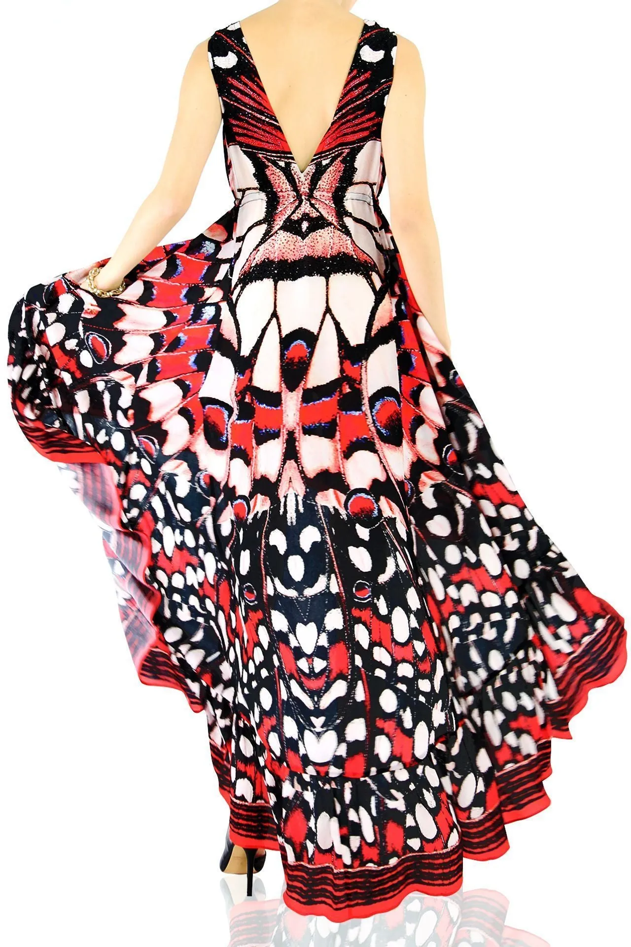 Annabella Butterfly Print High Low Maxi Dress