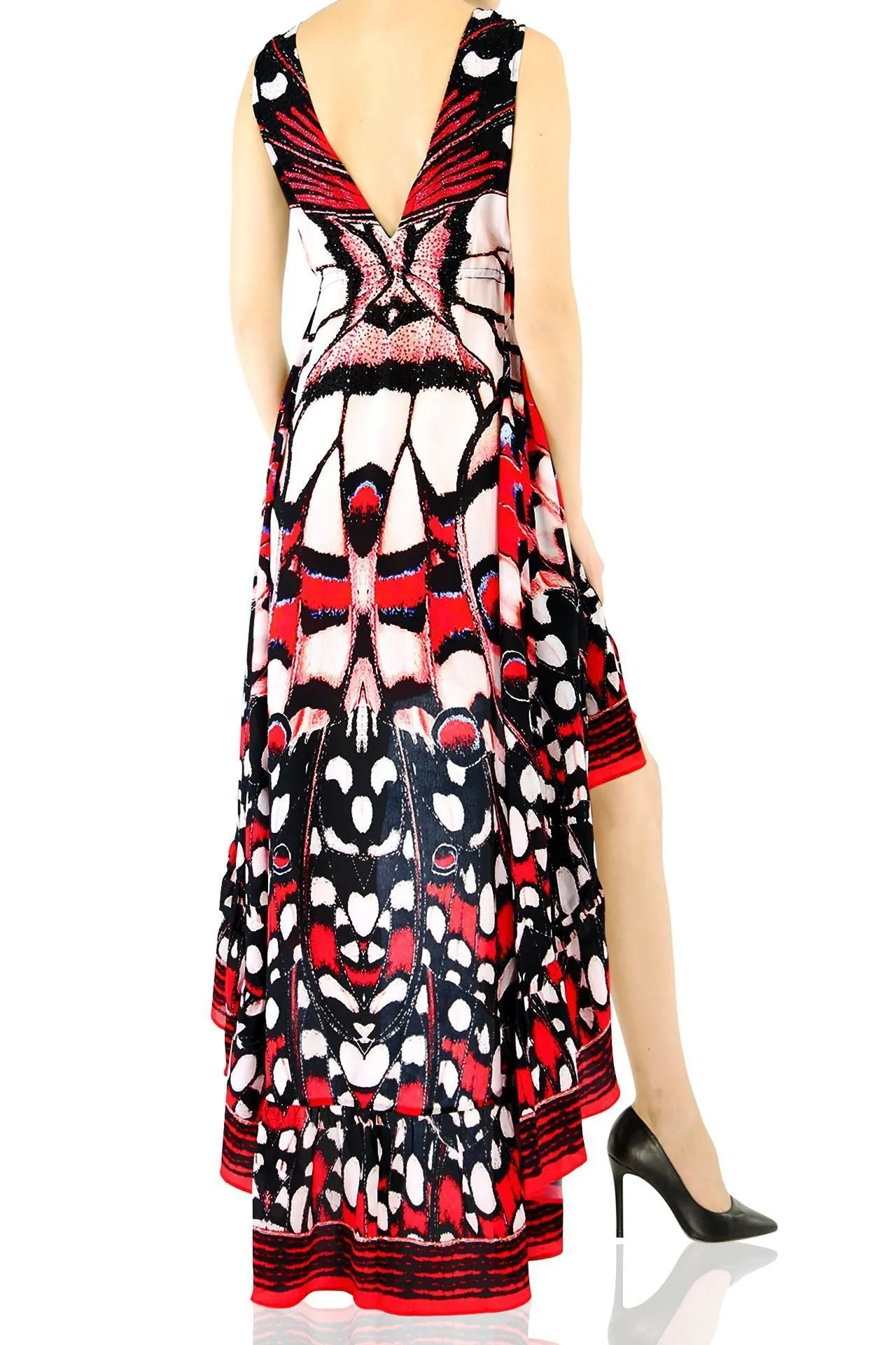 Annabella Butterfly Print High Low Maxi Dress