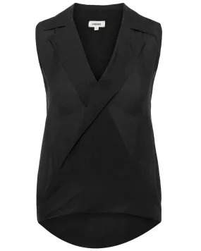 Black Freja Draped Blouse