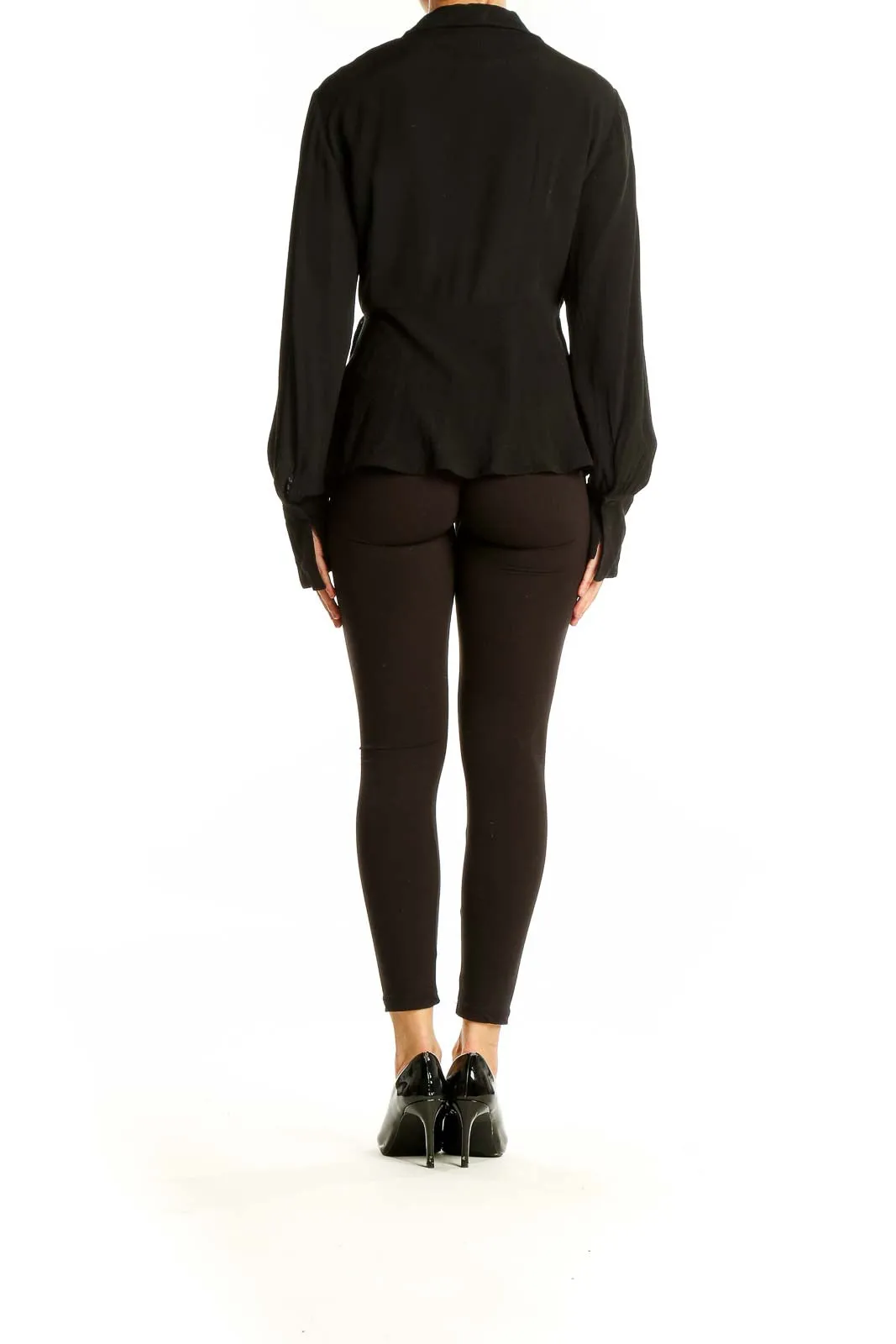 Black Wrap-Style Viscose Blouse