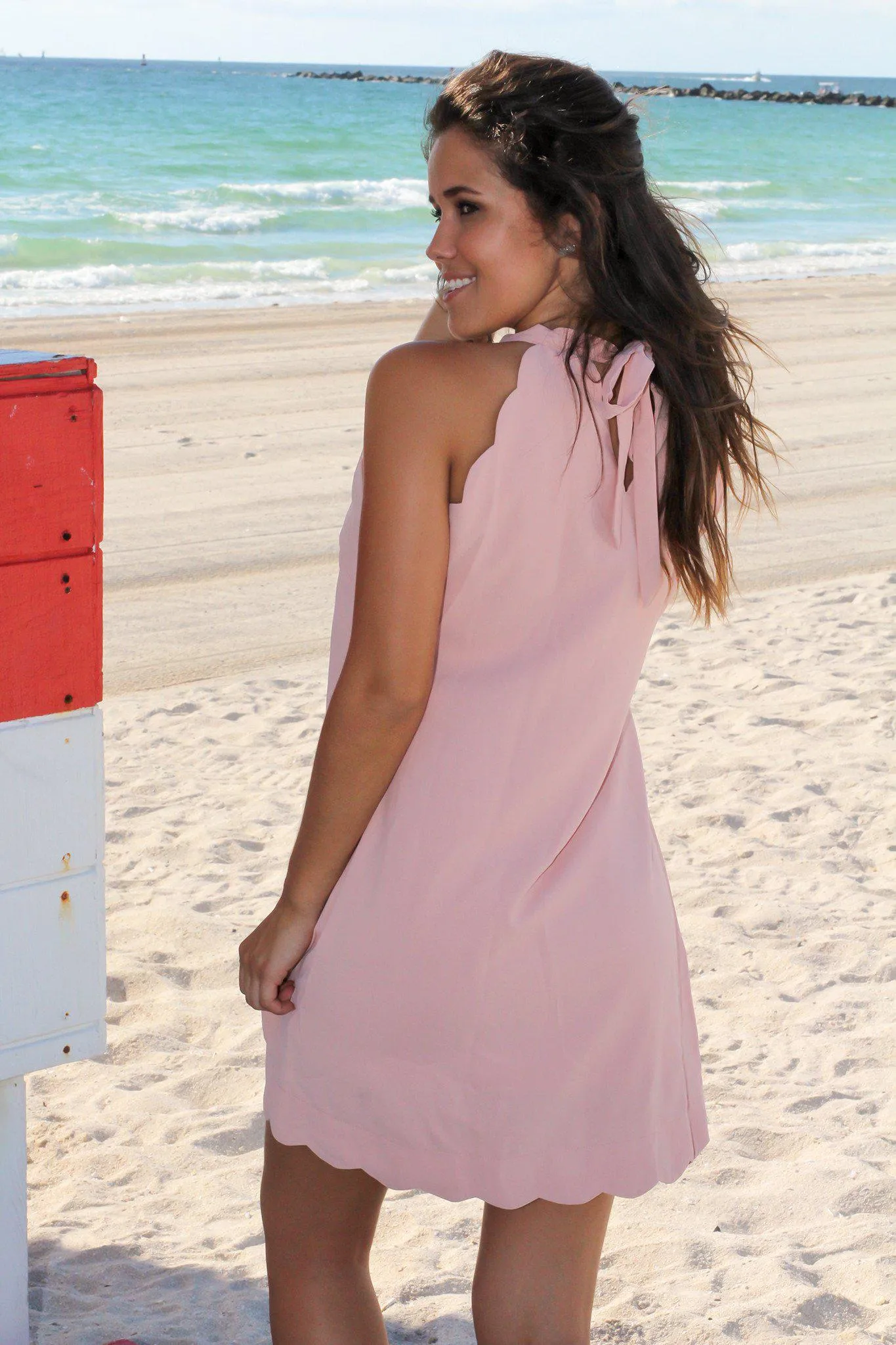 Blush Scalloped Short Dress