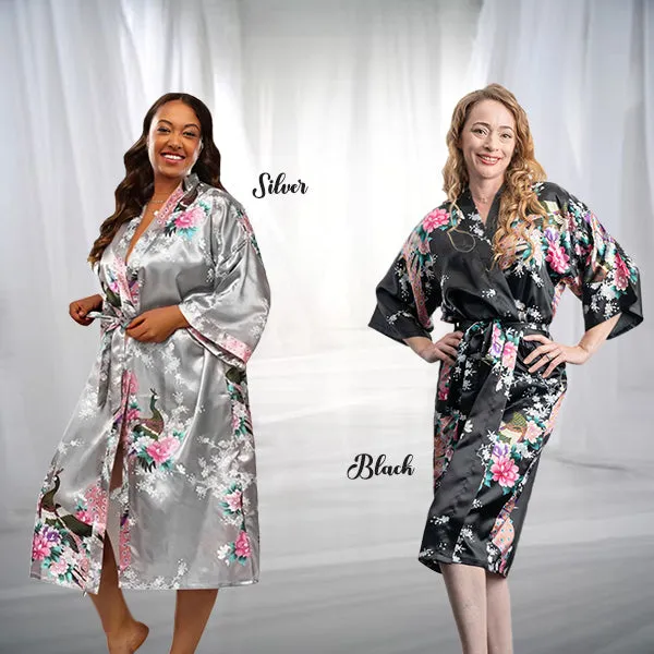 Bridesmaid Robe Set of 15, Floral, Womens Sizes 2-18, Mid Length