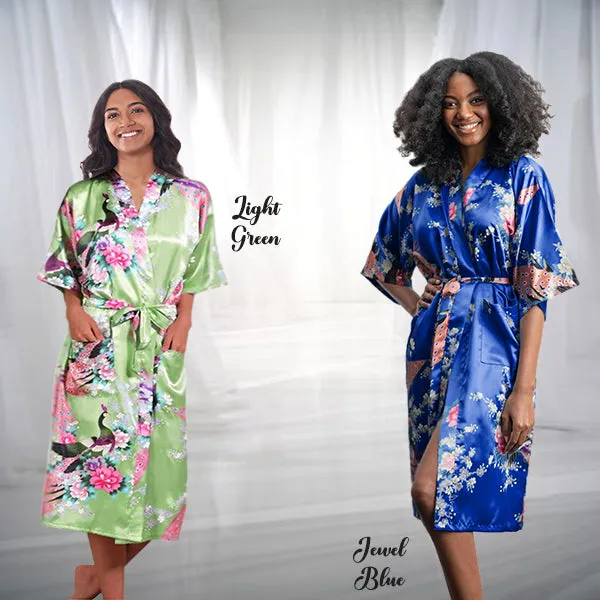 Bridesmaid Robe Set of 15, Floral, Womens Sizes 2-18, Mid Length