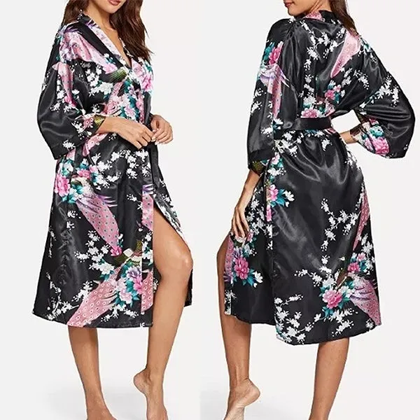 Bridesmaid Robe Set of 15, Floral, Womens Sizes 2-18, Mid Length