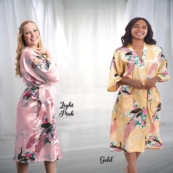 Bridesmaid Robe Set of 15, Floral, Womens Sizes 2-18, Mid Length