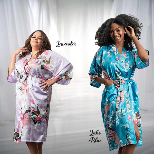 Bridesmaid Robe Set of 15, Floral, Womens Sizes 2-18, Mid Length