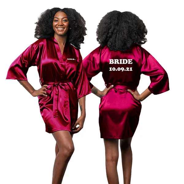 Bridesmaid Robe Set of 8, Personalized Robes in Front & Back, 26 Colors, 3T-6XL