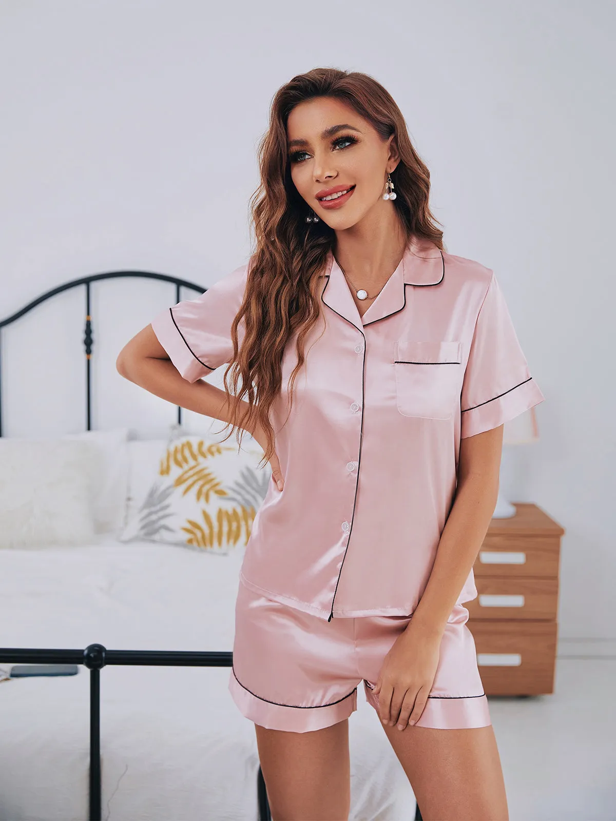 Casual Short Sleeves Women Pajamas Sets