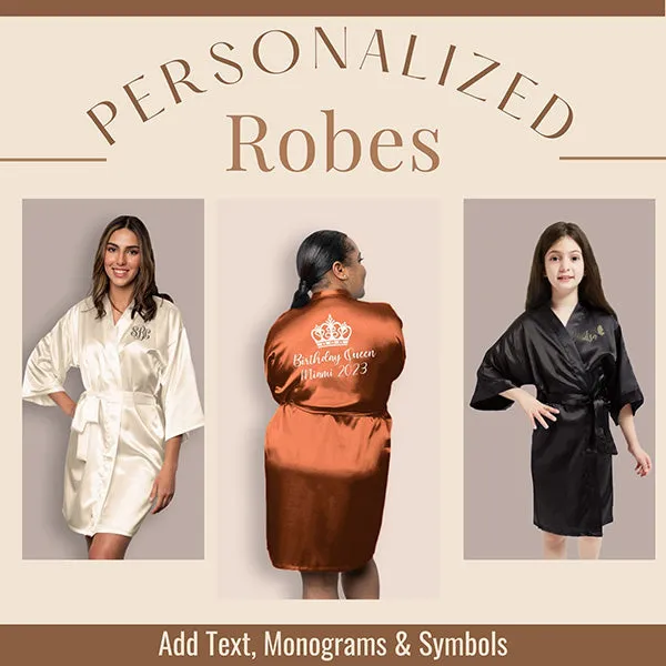 Chocolate Personalized Bridesmaid Robes, Custom Womens & Girls Robes for All Occasions, Bachelorette Party Robes, Quinceanera Robes, Birthday Robes