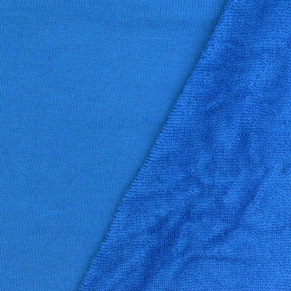 Comic Blue Solid Stretch Cotton Terry Knit Fabric