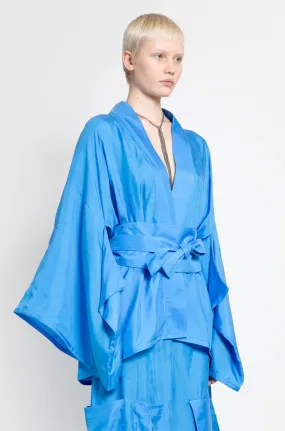 Cupro Belted Kimono in Sky Blue