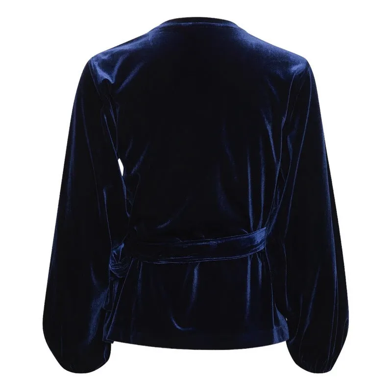 Dania Velvet Blouse Midnight Sail