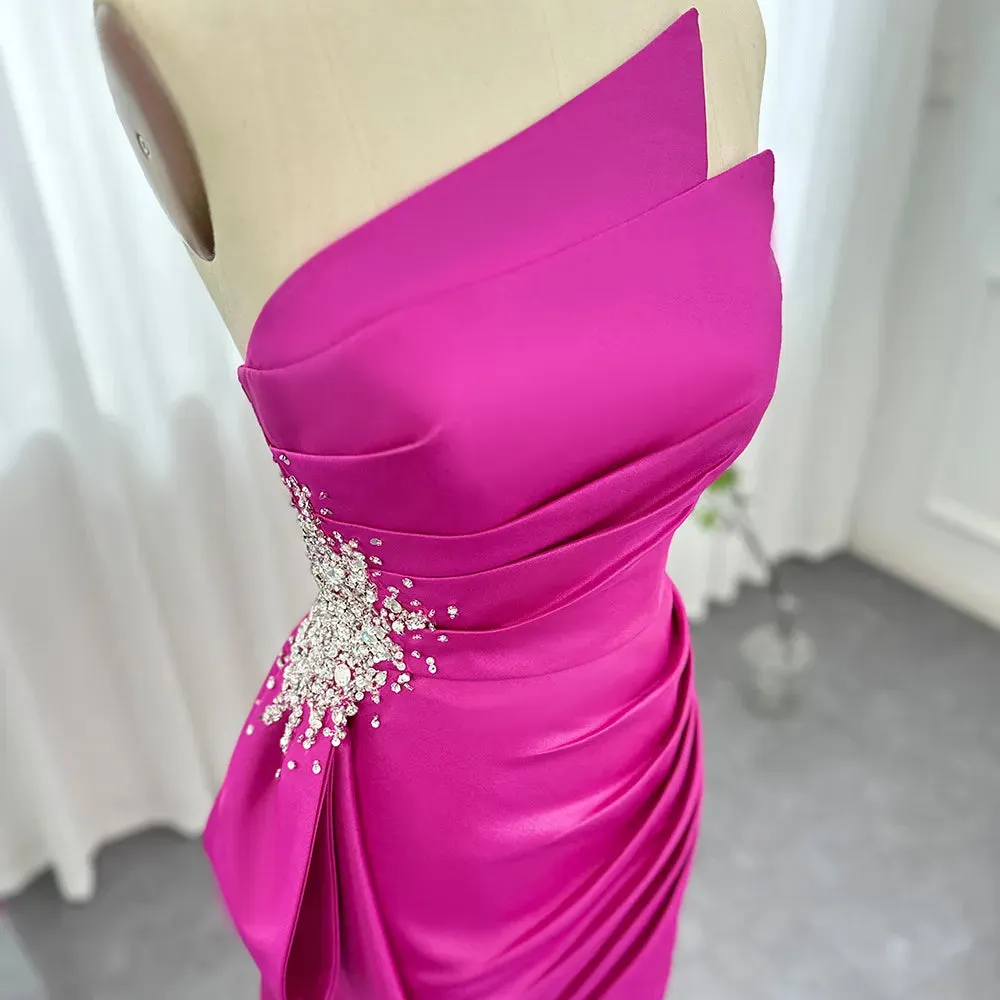 Embellished Scalloped Strapless Evening Dress