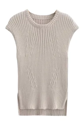 'Eunice' Round Neck Sleeveless Knitted Top