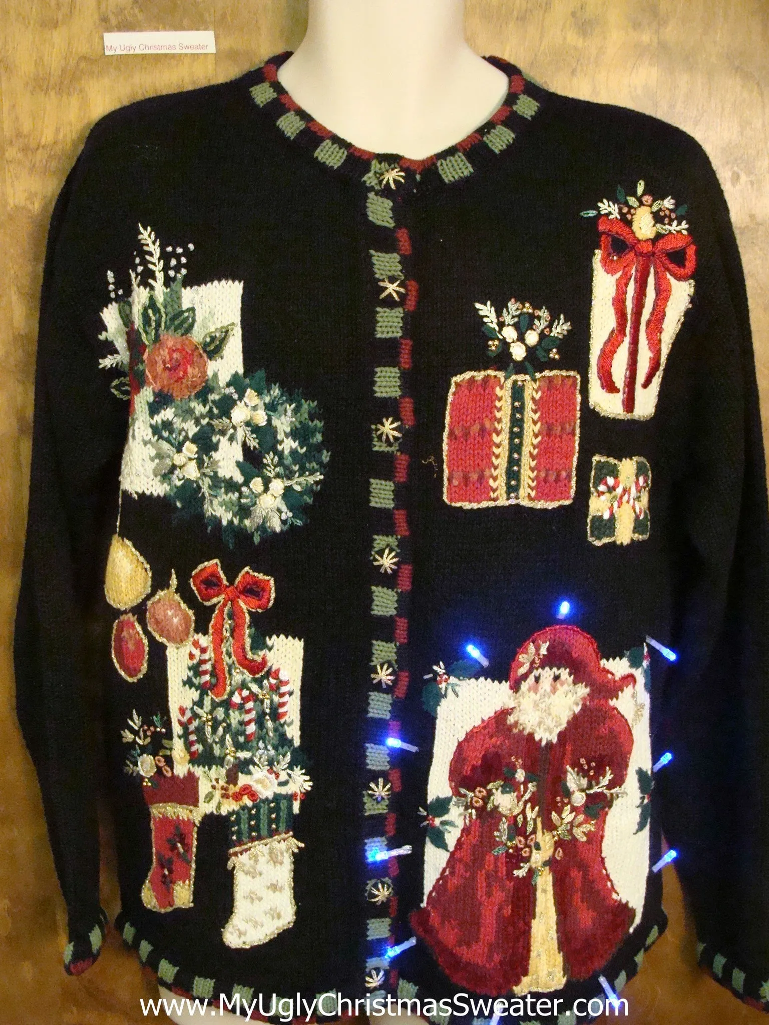 Fancy Santa 80s Light Up Ugly Christmas Jumper