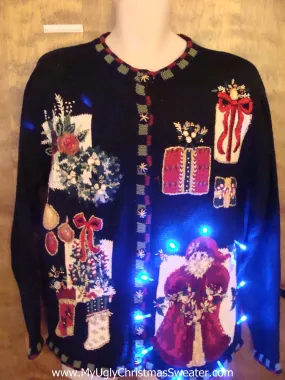 Fancy Santa 80s Light Up Ugly Christmas Jumper