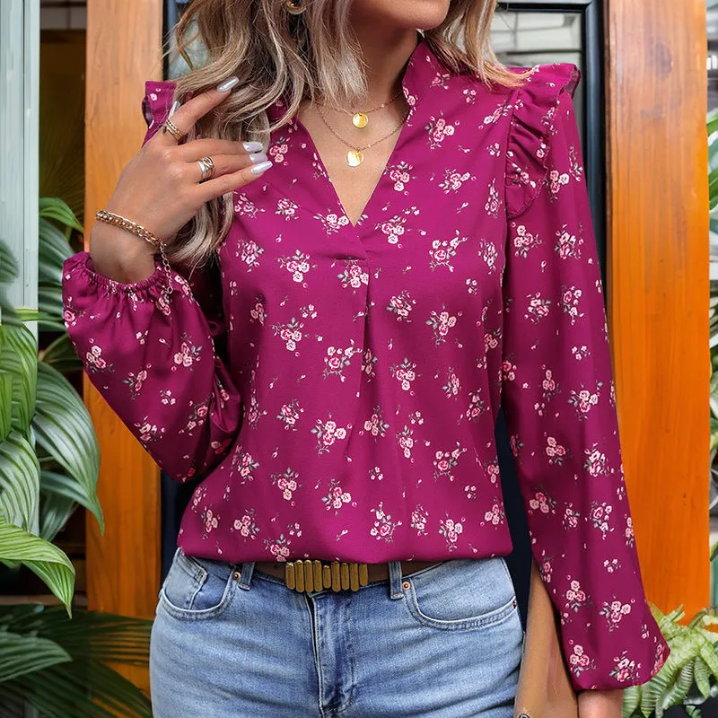 Floral Print Long Sleeve Shirts Wholesale Womens Clothing N3824062800023