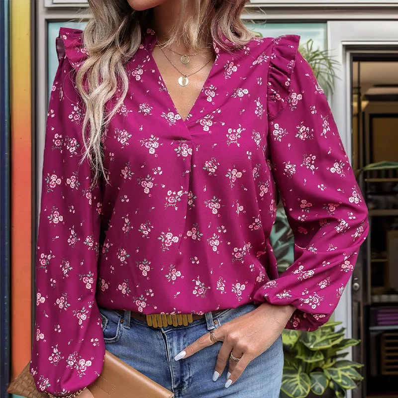 Floral Print Long Sleeve Shirts Wholesale Womens Clothing N3824062800023