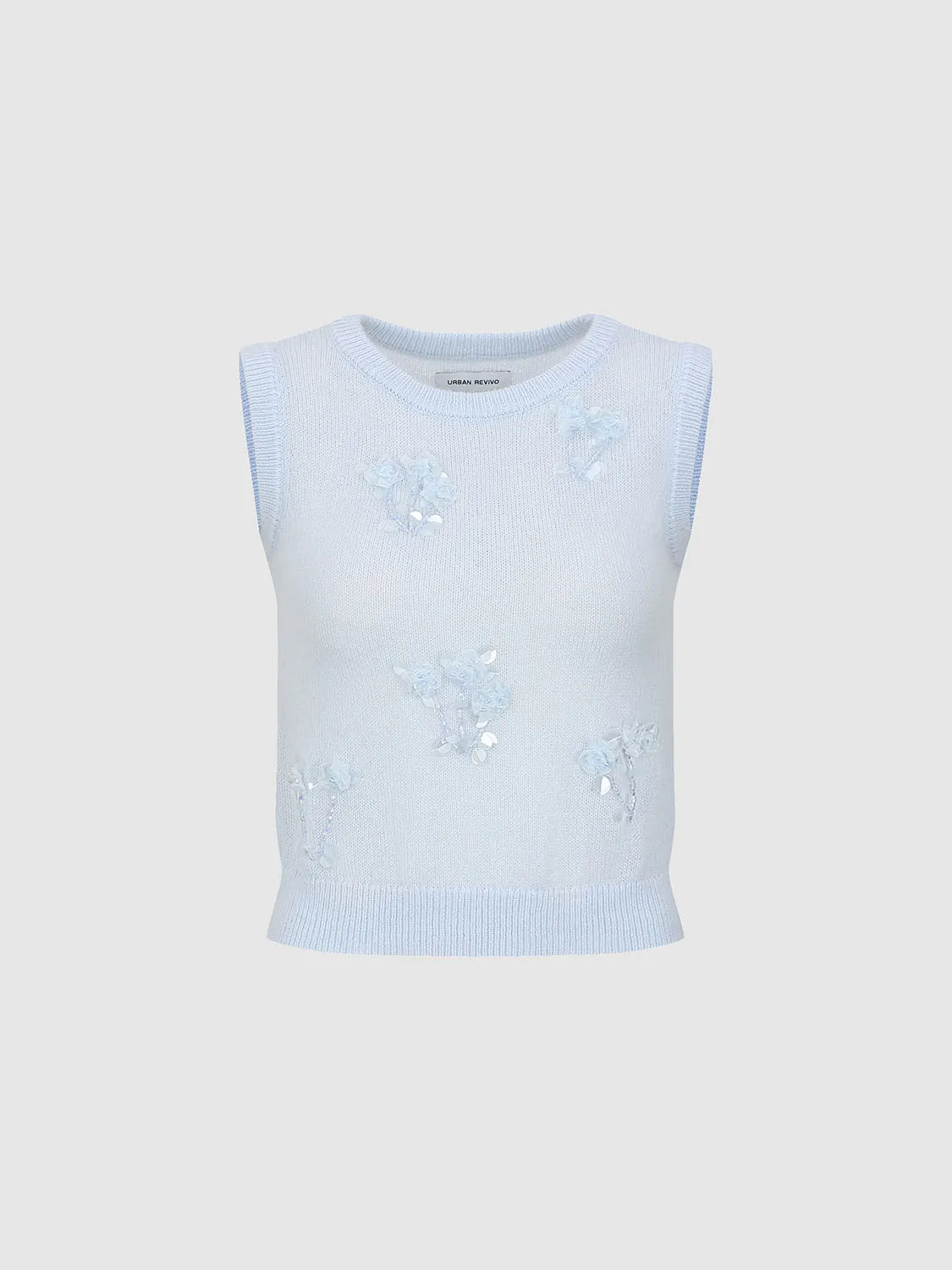 Flower Decor Knitted Vests