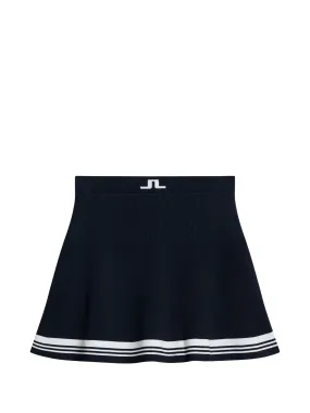 Frida Stripe Knitted Skirt / JL Navy