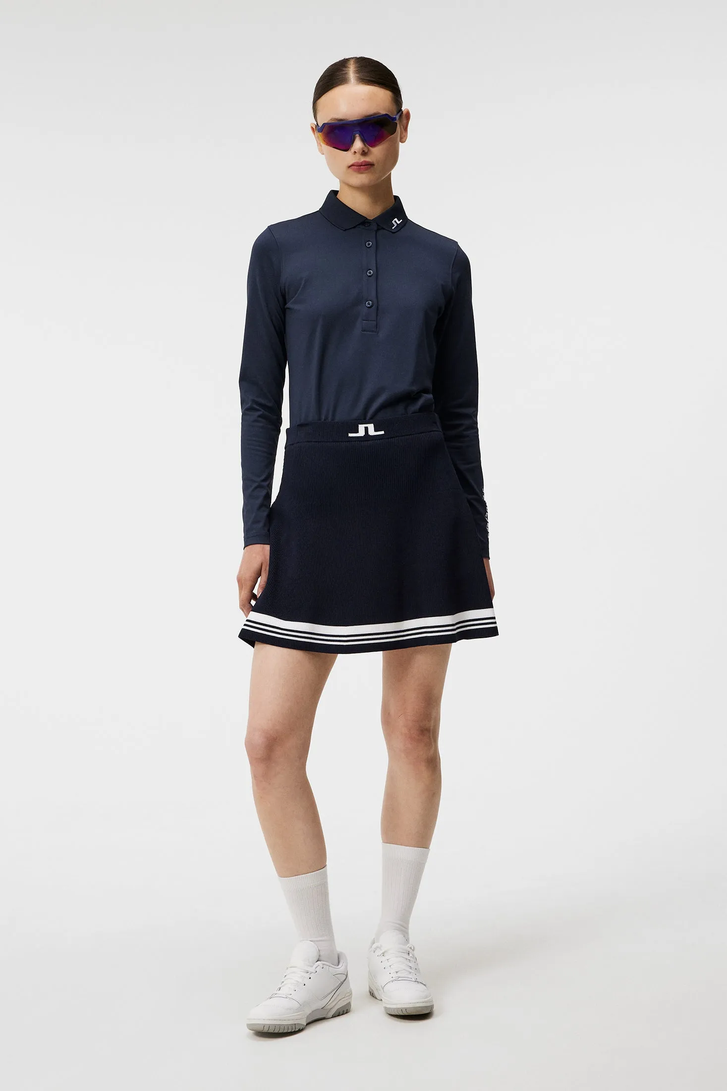 Frida Stripe Knitted Skirt / JL Navy