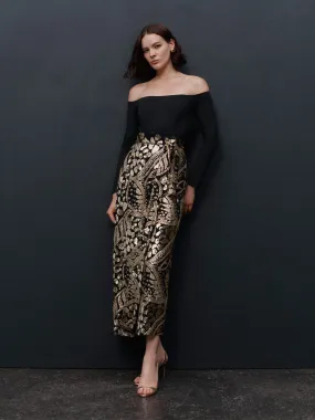 Gold Sequin Wrap Skirt