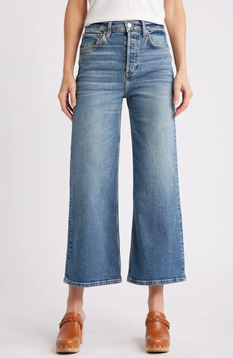 High Rise Wide Leg Crop Crafted Indigo