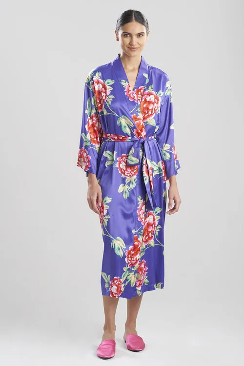 Island Fleur-Printed Matte Satin Robe