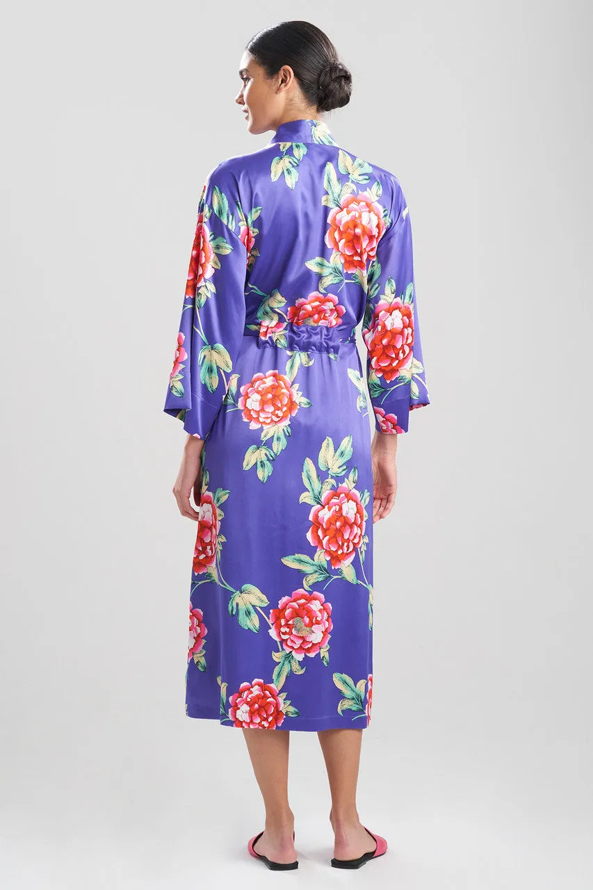 Island Fleur-Printed Matte Satin Robe