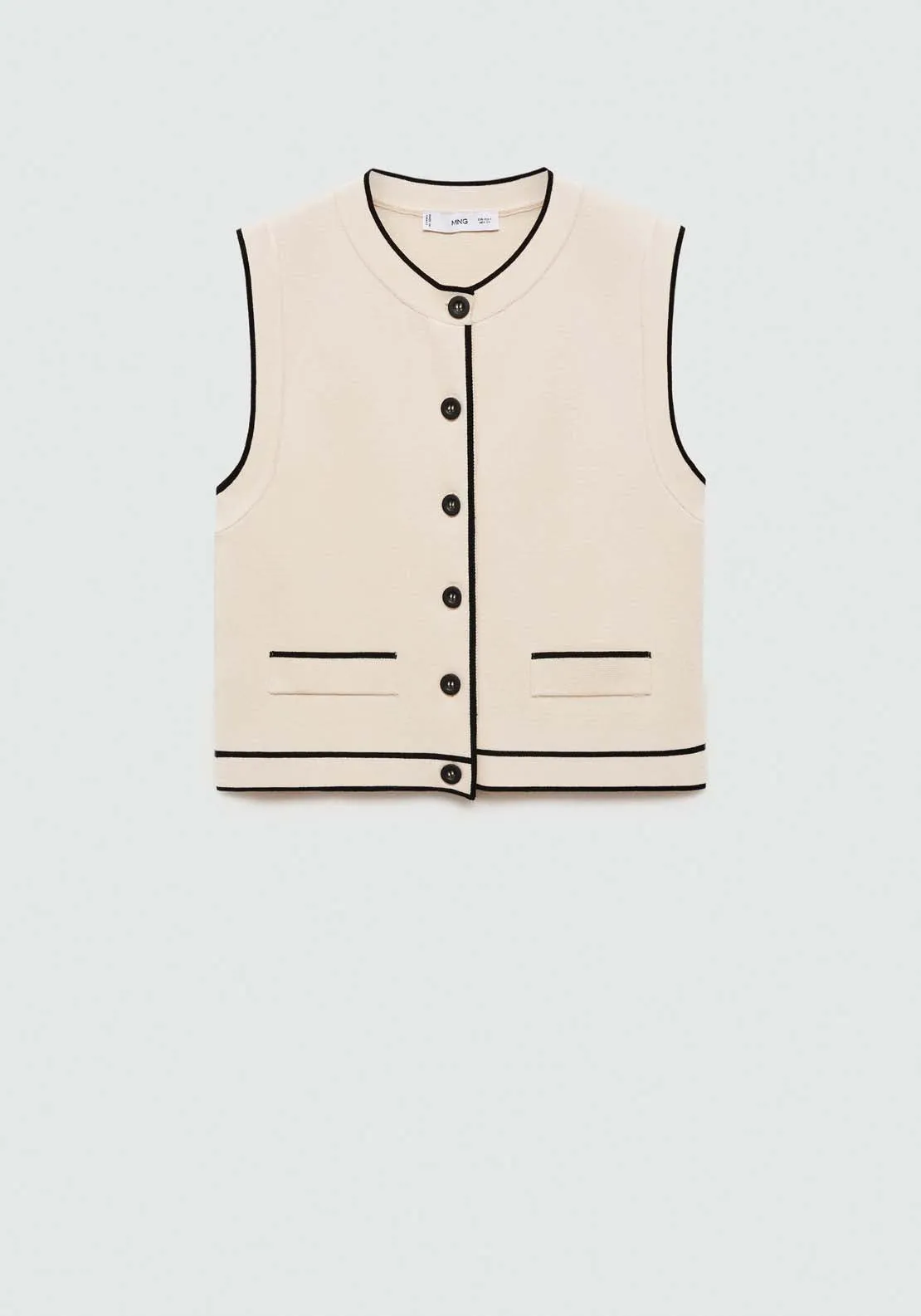 Knitted waistcoat with contrast piping - Light Beige