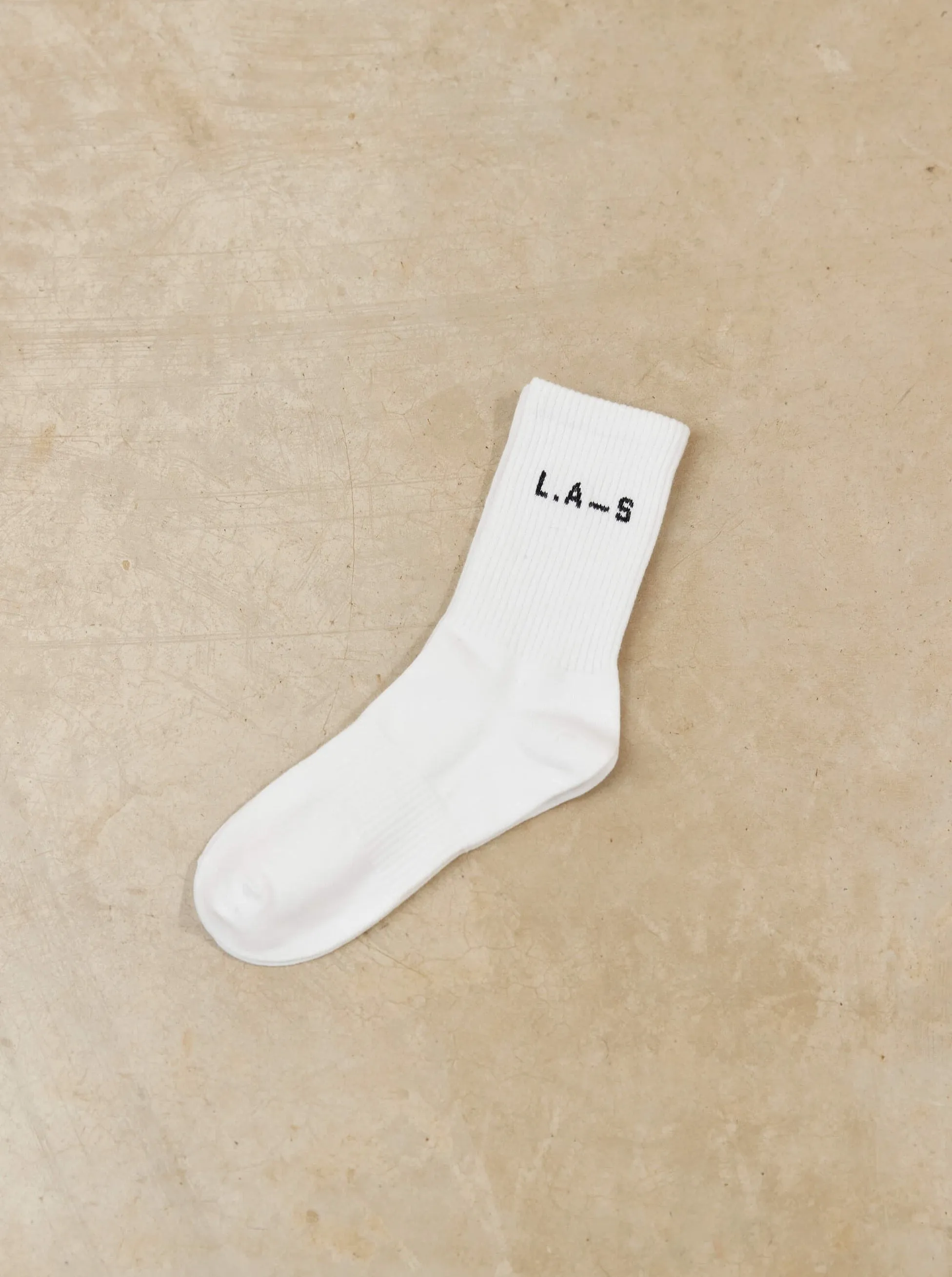 'L.A-S' CREW SOCKS TWINPACK IN WHITE