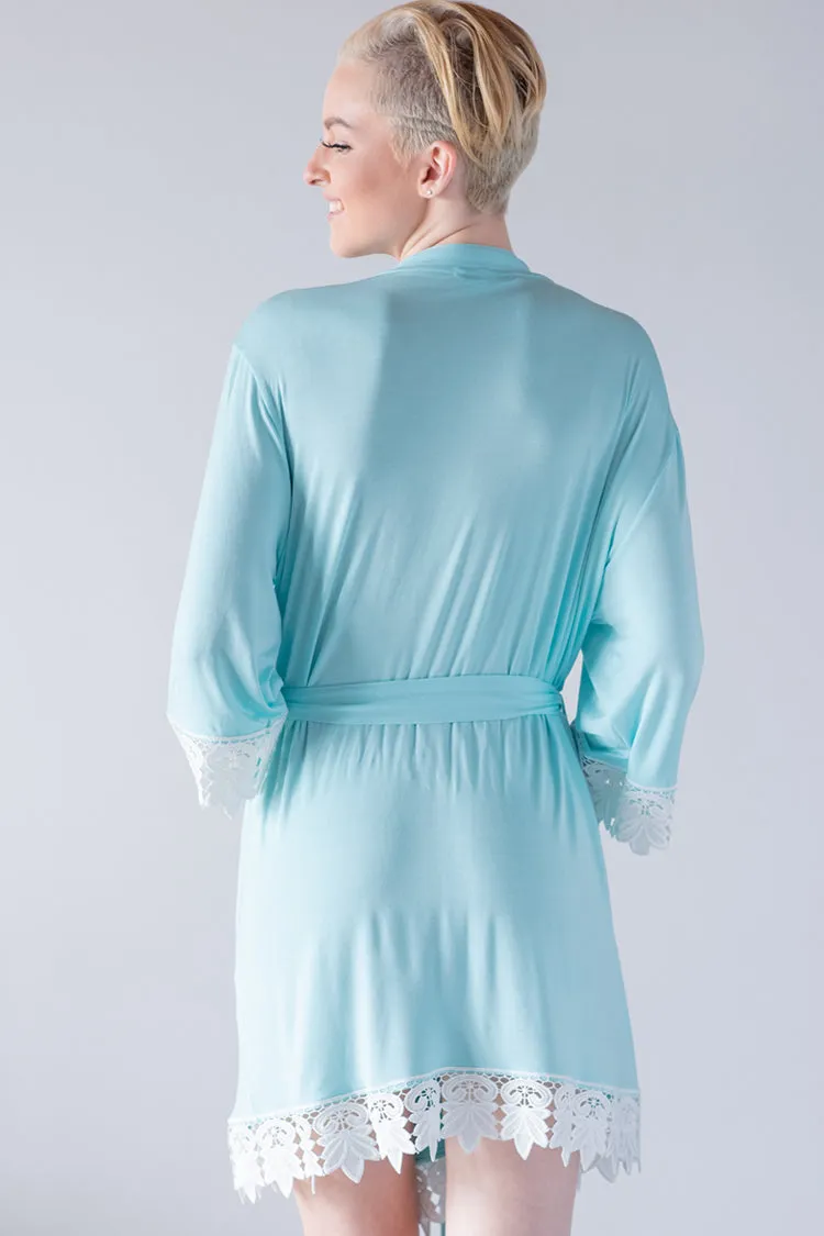 Light Blue Modal Lace Robe