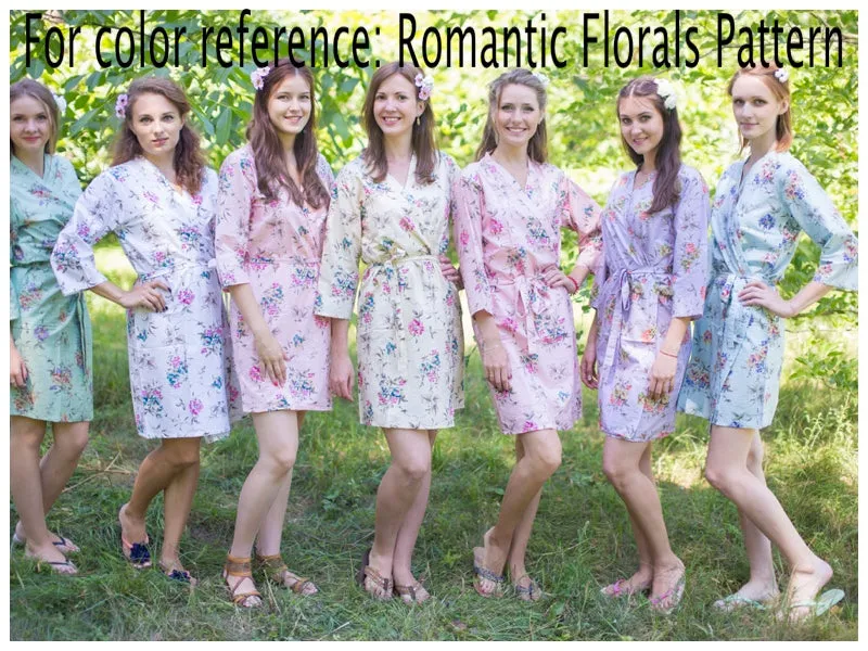 Light Blue Romantic Flowers Pattern Bridesmaids Robes