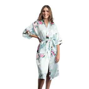 Light Blue Silk Kimono Womens Robe