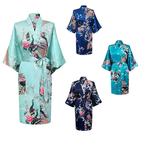 Light Blue Silk Kimono Womens Robe