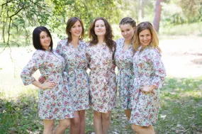 Light Blue Vintage Chic Floral Pattern Bridesmaids Robes