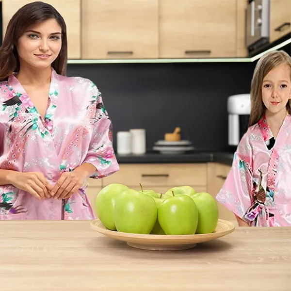 Light Pink Mommy and Me Robes, Floral, Satin Feel