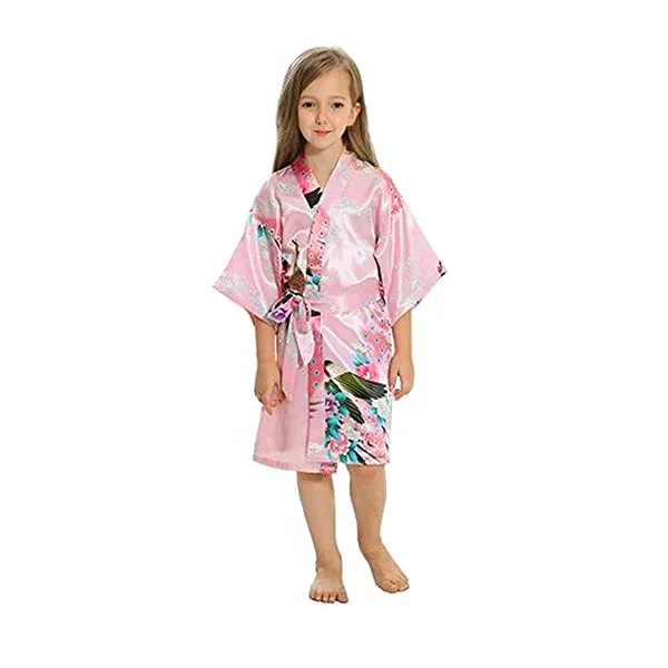 Light Pink Mommy and Me Robes, Floral, Satin Feel