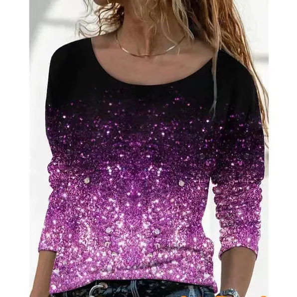 Long Sleeve Pullover Casual Print T-Shirt Top Wholesale Women'S Top