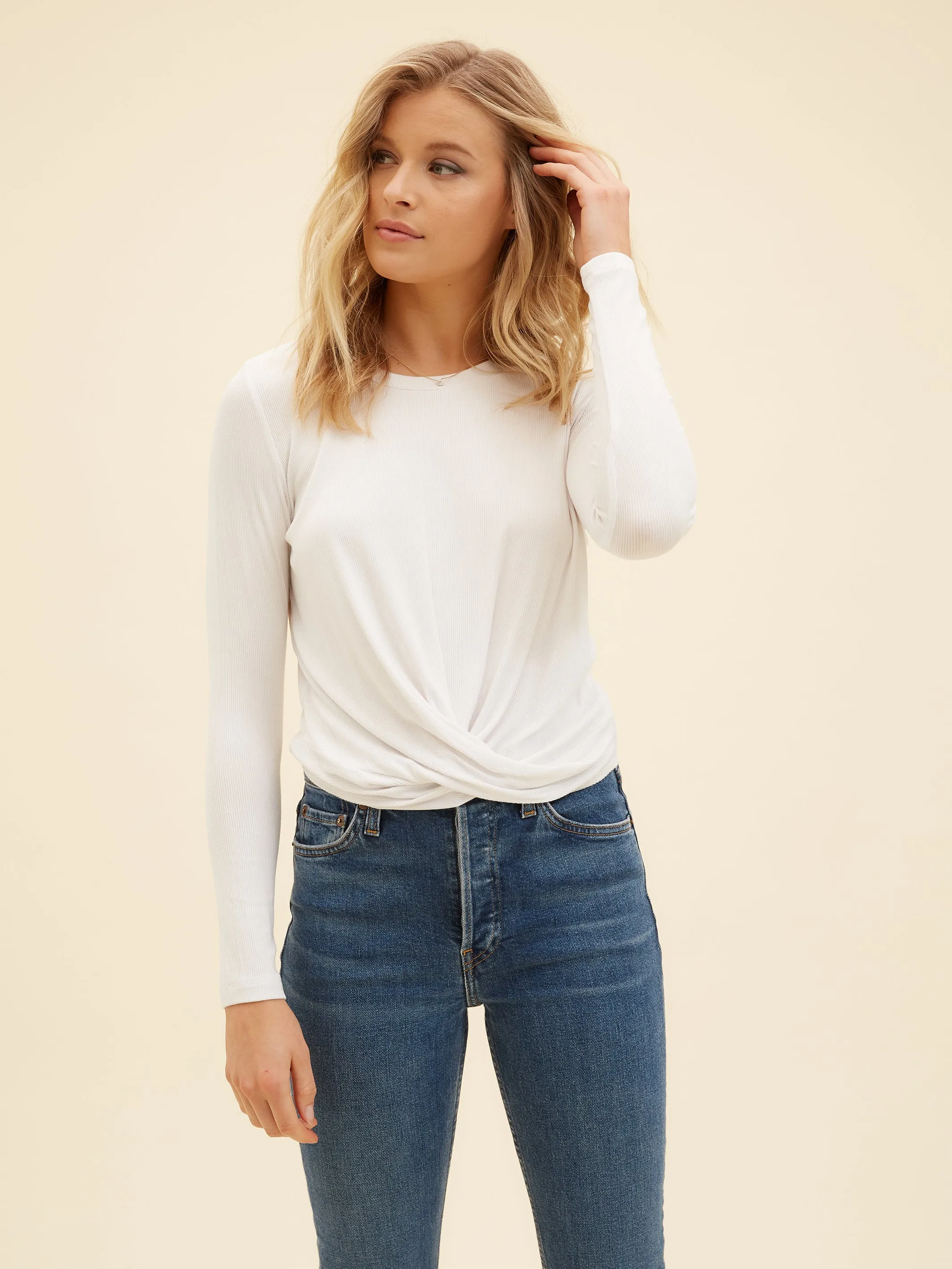 Long Sleeve Twist Front Top