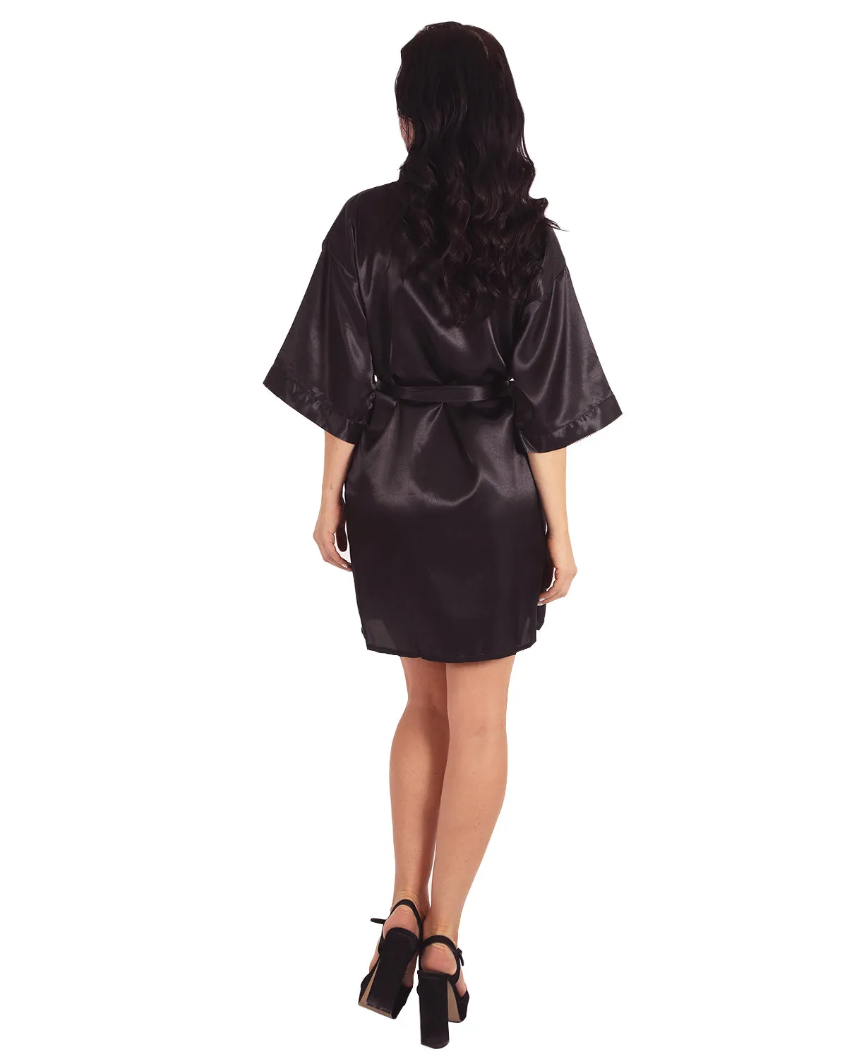 Marilyn Satin Silk Robe - Black