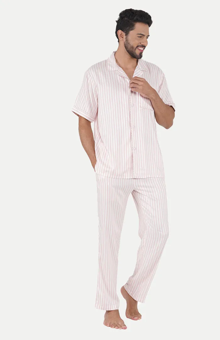 Mi Amour | Pink Striped Lounge Wear Set