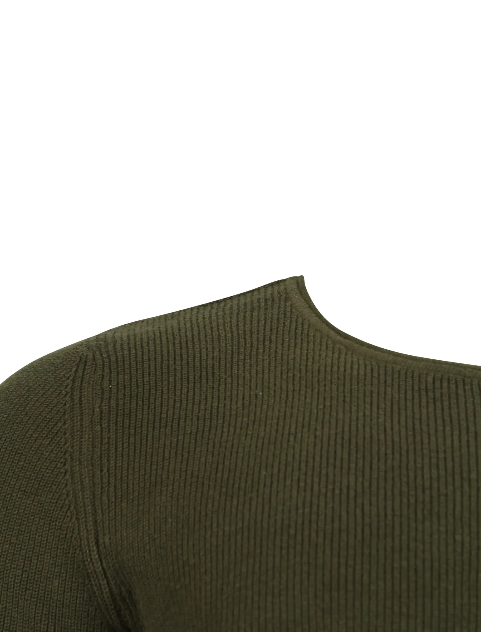 Milburn Ribbed Crew Neck Knitted Jumper In Khaki - Dissident